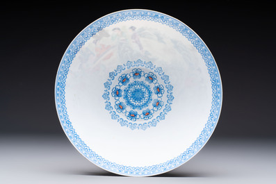 Four Chinese famille rose eggshell bowls with 'immortals' and 'landscape' design, Republic
