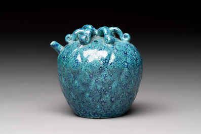 A Chinese fruit-shaped robin's egg-glazed water dropper, 19th C.
