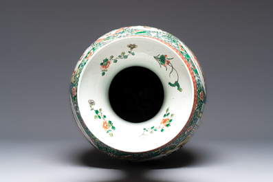 A large Chinese famille verte vase with narrative design, 19th C.