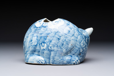 A rare Chinese blue and white 'cat' nightlight, 18th C.
