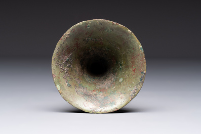 A Chinese archaic bronze wine vessel, 'gu 觚', early Shang