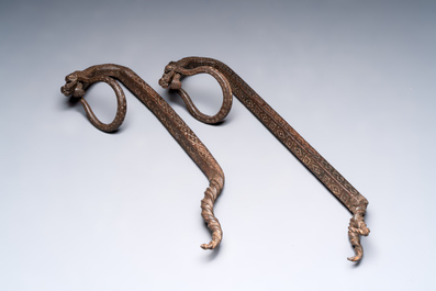 A pair of wrought iron elements, possibly Hispano-Moresque, 16th C.