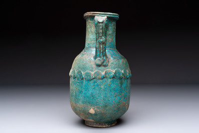 A Parthian turquoise-glazed pottery amphora, Iran, 2nd/3rd C.