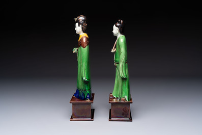 Two Chinese sancai-glazed figures, 19th C.
