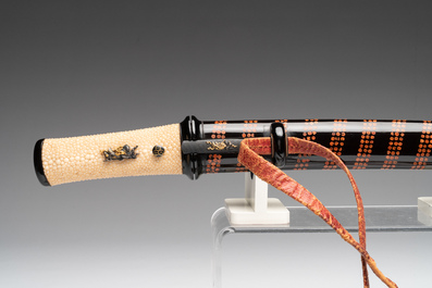 A rare Japanese wakizashi 脇差 sword and koshirae, signed Shoji Jiro Taro Naokatsu 莊司 次郎 太郎 直勝, Meiji, dated 1853