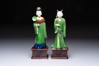 Two Chinese sancai-glazed figures, 19th C.