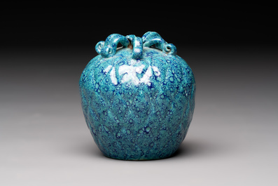 A Chinese fruit-shaped robin's egg-glazed water dropper, 19th C.