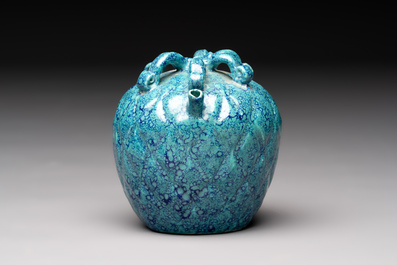 A Chinese fruit-shaped robin's egg-glazed water dropper, 19th C.