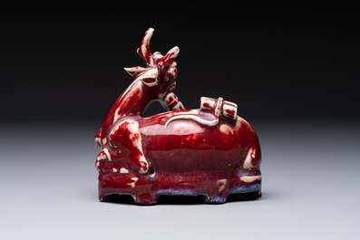 A Chinese flamb&eacute;-glazed deer, 18/19th C.
