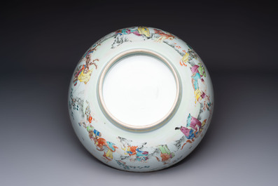 A Chinese famille rose '18 Luohan' punch bowl, Qianlong