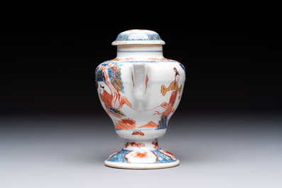 An extraordinary Chinese Imari-style oil lamp and cover, Kangxi/Yongzheng
