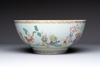 A Chinese famille rose '18 Luohan' punch bowl, Qianlong