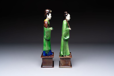 Two Chinese sancai-glazed figures, 19th C.