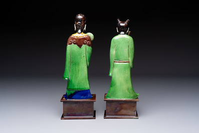Two Chinese sancai-glazed figures, 19th C.
