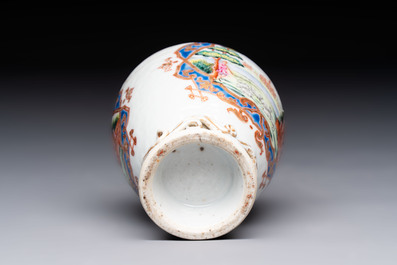A rare Chinese famille rose 'European musical subject' tea caddy, Qianlong