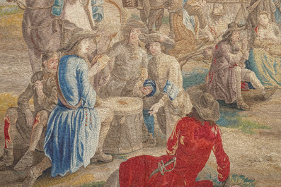 A pair of Brussels historical 'The Art of War' tapestries after Lambert De Hondt II, Judocus de Vos workshop, early 18th C.