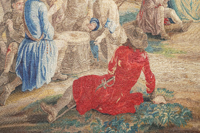 A pair of Brussels historical 'The Art of War' tapestries after Lambert De Hondt II, Judocus de Vos workshop, early 18th C.