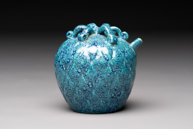 A Chinese fruit-shaped robin's egg-glazed water dropper, 19th C.