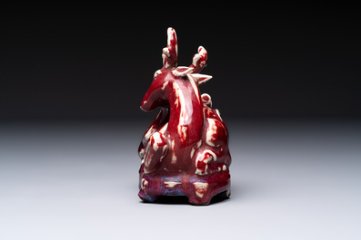 A Chinese flamb&eacute;-glazed deer, 18/19th C.