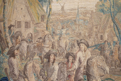 A pair of Brussels historical 'The Art of War' tapestries after Lambert De Hondt II, Judocus de Vos workshop, early 18th C.