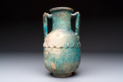 A Parthian turquoise-glazed pottery amphora, Iran, 2nd/3rd C.