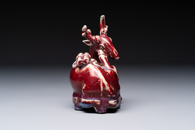 A Chinese flamb&eacute;-glazed deer, 18/19th C.
