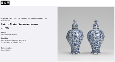 An exceptional large blue and white Dutch Delft garniture of three vases, late 17th/early 18th C.