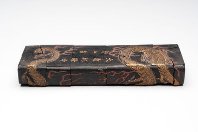 Two imperial Chinese 'Dragon' ink cakes, Xuande, Qianlong and Yang Xing Dian 養性殿 mark, one dated 1771, 18th C.
