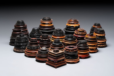 A large collection of 100 Chinese wooden stands, 19/20th C.