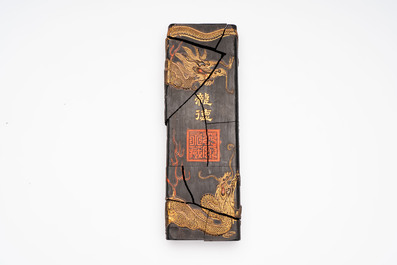 Two imperial Chinese 'Dragon' ink cakes, Xuande, Qianlong and Yang Xing Dian 養性殿 mark, one dated 1771, 18th C.