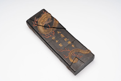 Two imperial Chinese 'Dragon' ink cakes, Xuande, Qianlong and Yang Xing Dian 養性殿 mark, one dated 1771, 18th C.