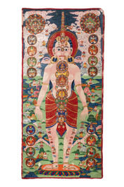 Two Tibetan thangkas depicting a Mandala and Chakras, 19th C.