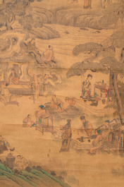In the manner of Qian Gong 錢貢 (16/17th C.): 'Gathering of sages', ink and colour on silk, 19th C.
