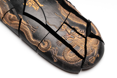 Two imperial Chinese 'Dragon' ink cakes, Xuande, Qianlong and Yang Xing Dian 養性殿 mark, one dated 1771, 18th C.