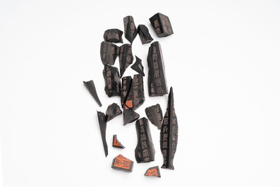 Two Chinese 'Poem' ink cakes, signed Cheng Junfang 程君房, Qianlong mark, one dated 1772, 18th C.