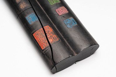 Two Chinese 'Poem' ink cakes, signed Cheng Junfang 程君房, Qianlong mark, one dated 1772, 18th C.