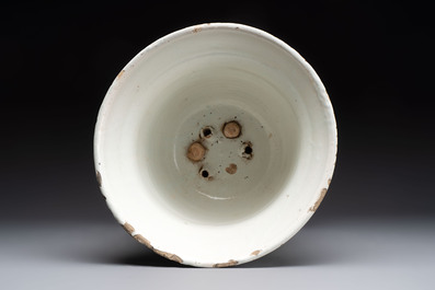 A large white-glazed Dutch Delft garden vase, late 17th/early 18th C.