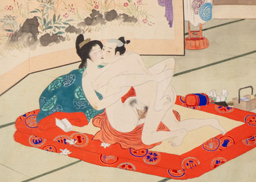 Murasaki Shuku 村崎宿久: 'Shunga - Mirror of the Four Seasons', Edo, 19th C.