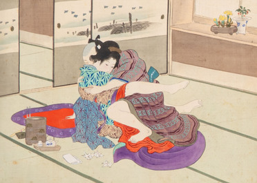 Murasaki Shuku 村崎宿久: 'Shunga - Mirror of the Four Seasons', Edo, 19th C.