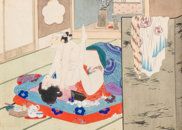 Murasaki Shuku 村崎宿久: 'Shunga - Mirror of the Four Seasons', Edo, 19th C.