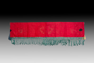 Four Chinese embroidered silk and felt altar panels, 19th C