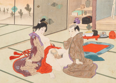 Murasaki Shuku 村崎宿久: 'Shunga - Mirror of the Four Seasons', Edo, 19th C.