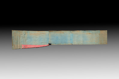 Four Chinese embroidered silk and felt altar panels, 19th C