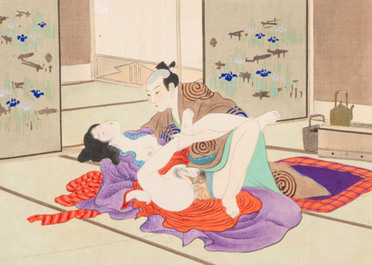Murasaki Shuku 村崎宿久: 'Shunga - Mirror of the Four Seasons', Edo, 19th C.