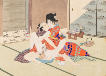 Murasaki Shuku 村崎宿久: 'Shunga - Mirror of the Four Seasons', Edo, 19th C.
