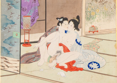 Murasaki Shuku 村崎宿久: 'Shunga - Mirror of the Four Seasons', Edo, 19th C.