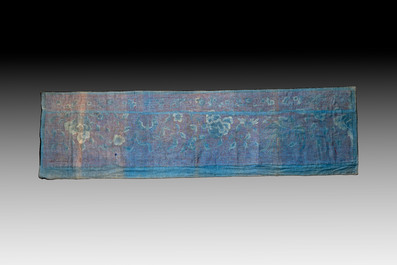 Four Chinese embroidered silk and felt altar panels, 19th C