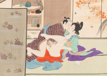 Murasaki Shuku 村崎宿久: 'Shunga - Mirror of the Four Seasons', Edo, 19th C.