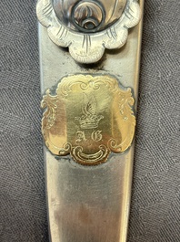 Two Argentinian silver gaucho knives with finely engraved design, 19th C.
