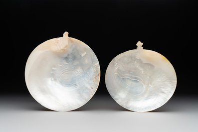 Two Palestinian mother-of-pearl plaques depicting The Last Supper and The Annunciation, 19th C.